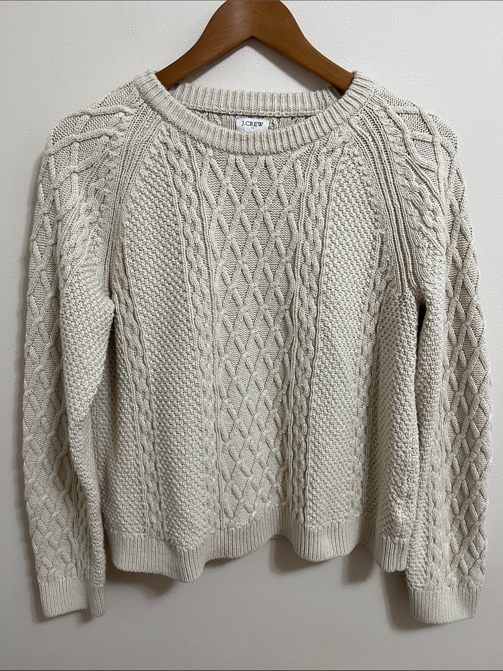 J. Crew Women’s Cable Knit Crewneck Sweater 100% Cotton Chunky Casual Cozy - Picture 3 of 12